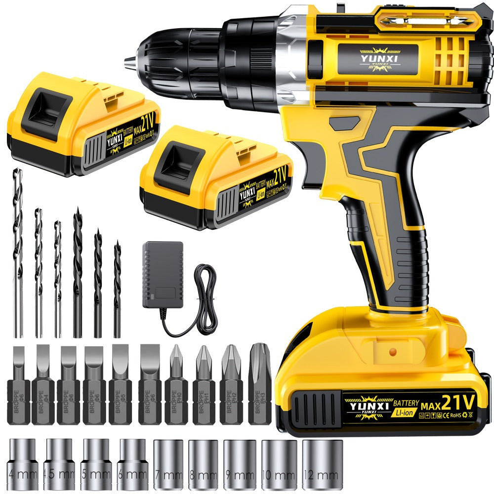 Cordless Impact Drill Set 21V – Electric Power Drill with 2.0Ah Battery, Fast Charger, Screwdriver Bits, Work Light, Variable Speed & Torque Control for Home & Car Repair, Men's Gift
