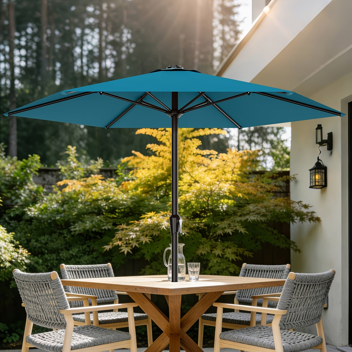 Patio Umbrella shown in the Lake Blue, 9FT option