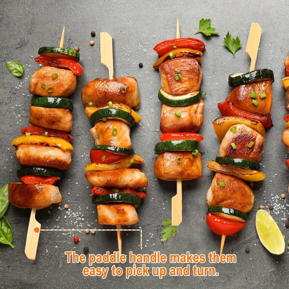 Bamboo Appetizer Skewers 400 Pack 6 Inch – Decorative Rooster Tail Food Picks Flat Wooden Sticks for Party Drinks Fruit Charcuterie Board BBQ Cocktail Toothpicks Bulk
