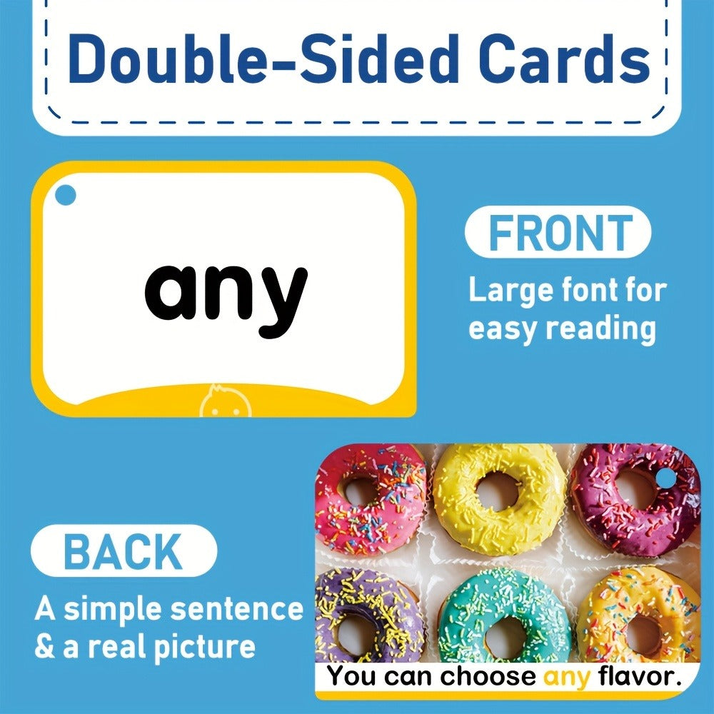 Sight Words Flash Cards 350 Dolch & Fry High Frequency Words – 5 Color-Coded Levels Pre-K to 3rd Grade, Laminated Double-Sided Reading Flashcards with Rings, Homeschool Classroom Gift for Kids Ages 3-9