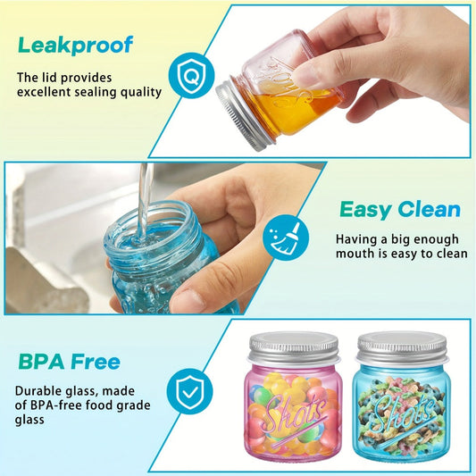 Mini Mason Jar Shot Glasses with Lids, 36-Piece Set, 2 oz for Parties