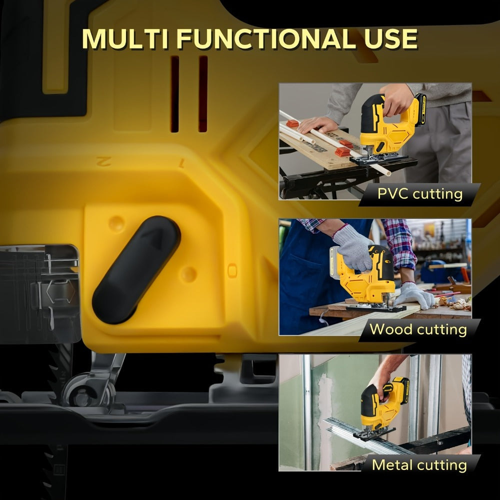 Cordless Jigsaw Compatible with DeWalt 20V Battery - Variable Speed 0-2700 RPM, 80mm Cutting Depth, LED Work Light, 0°-45° Bevel, 3 Orbital Settings for Wood Metal PVC Cutting
