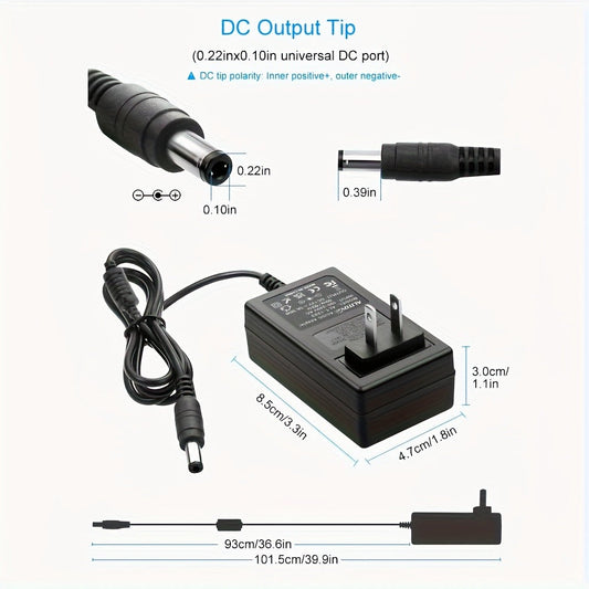 DC Power Adapter, 12V 3A 36W with 10 Interchangeable Tips and US Plug