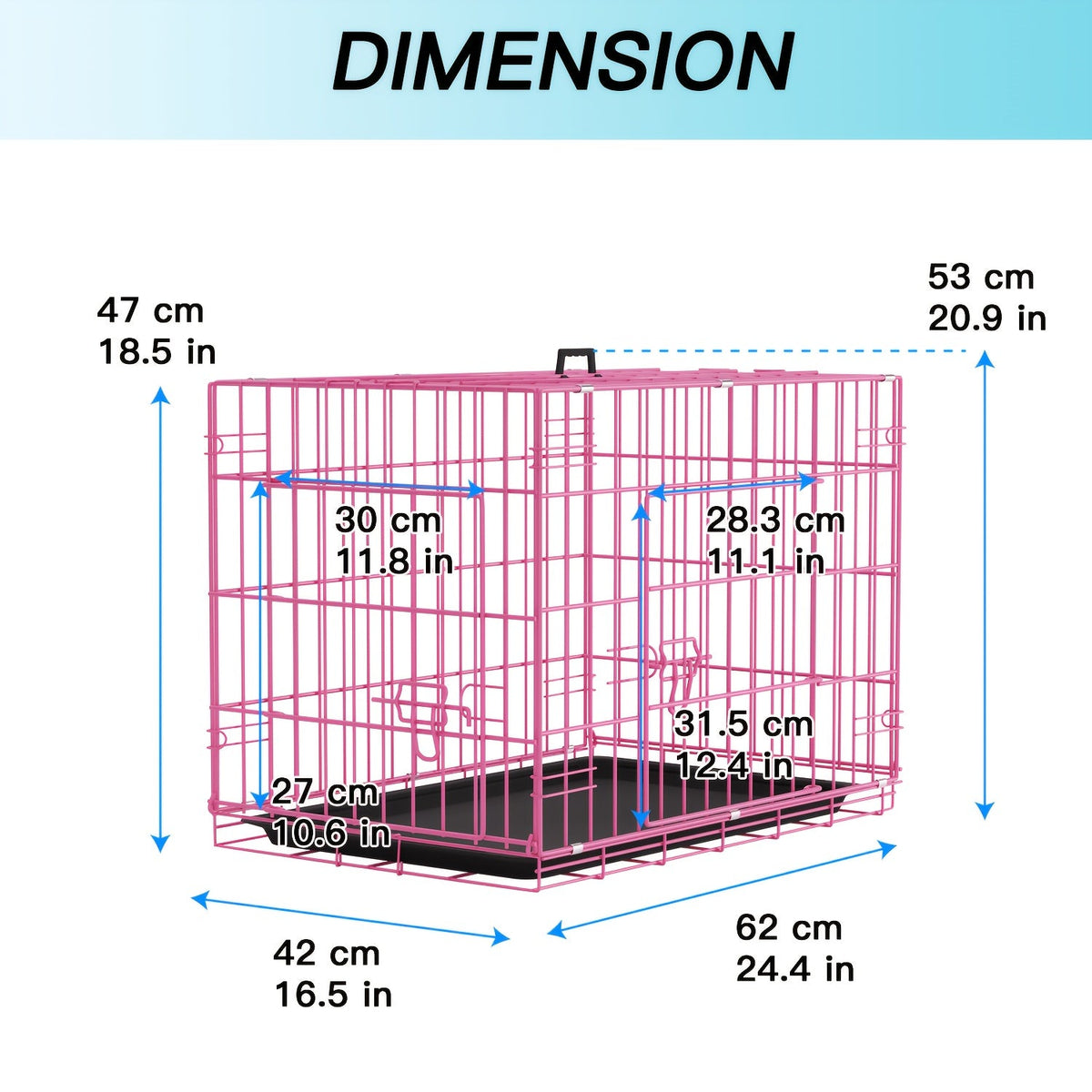 Dog Crate Foldable Metal Wire Dog Cage with Divider Panel & Leak-Proof Tray – Indoor Outdoor Dog Kennel for Small Medium Dogs, Rabbits & Small Animals, Multiple Sizes & Colors
