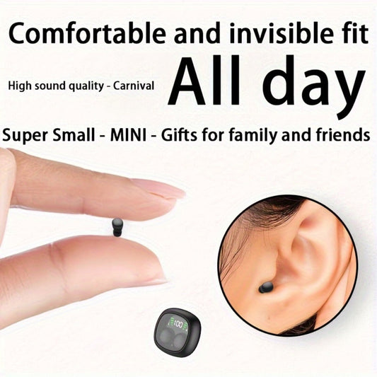 HiFi Touch Control Wireless Earbuds, Ultra-Small In-Ear Headphones with LED Charging Case & Built-In Mic, Stereo Sound, Fitness Running Sleep Work Travel Earphones Compatible with iOS & Android
