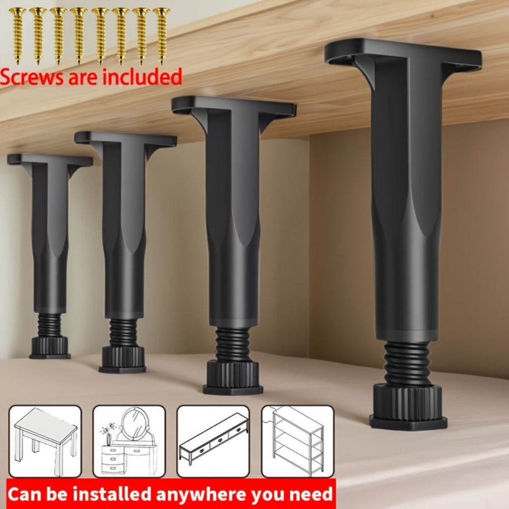 Adjustable Furniture Legs Heavy Duty Bed Frame Support 4-Pack – Durable Plastic Feet Pads with Enhanced Grip Base for Bed Sofa Dresser, Height 5.31"-11.02"