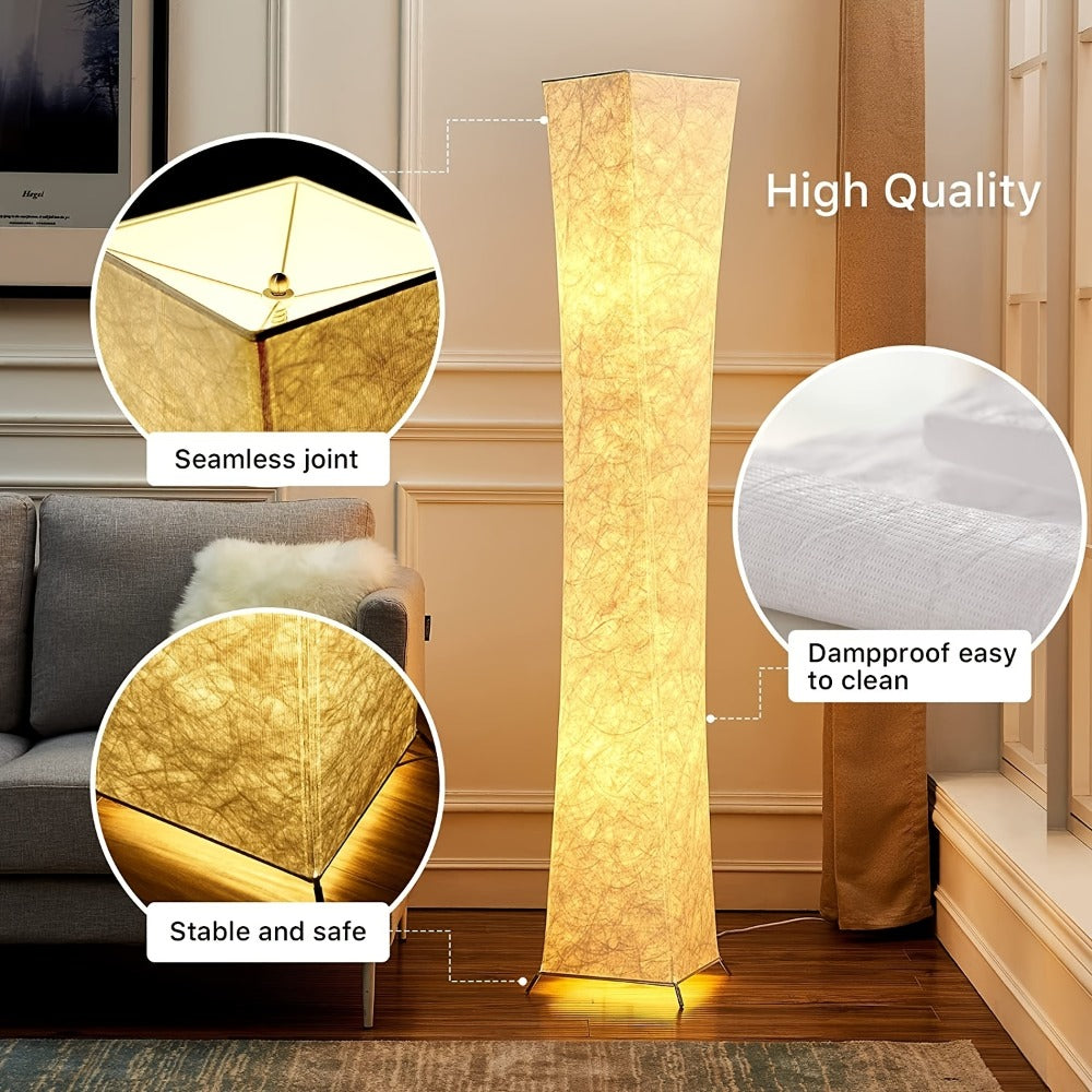 LED Floor Lamp 52 Inch Modern – Adjustable 3000K Warm Light with Remote Control, USB Port, Matte Metal Finish & Tyvek Shade for Bedroom, Living Room & Game Room Space Decor