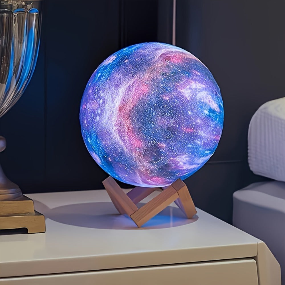 3D Moon Lamp 16 Colors LED Night Light with Remote Control USB Powered Solid Wood Stand 16 Inch Colorful Ball Galaxy Lamp for Bedroom Home Decor Unique Birthday Gift Kids Adults