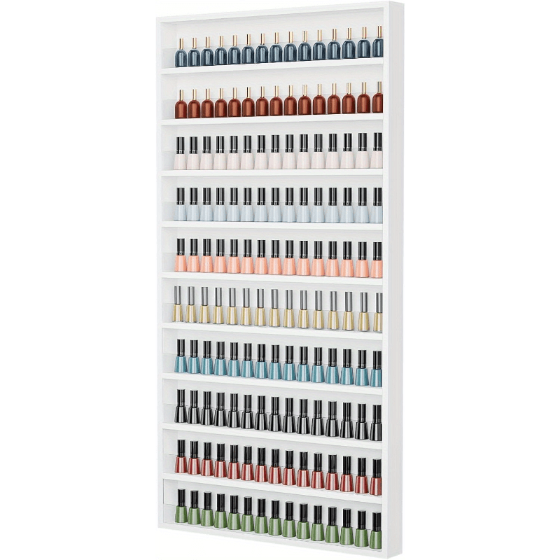 Wall Mount Nail Polish Rack Organizer 6 or 10 Tier with Acrylic Baffle Salon Display Shelf for Gel Polish Storage Nail Studio Home Spa Vanity Black White Pink