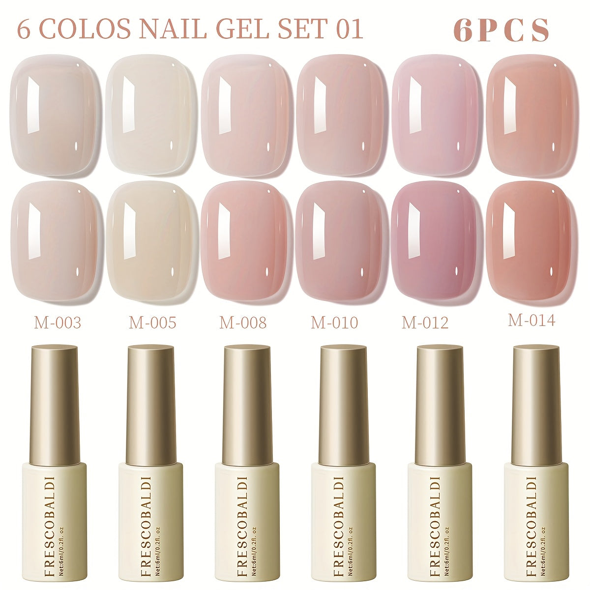 Solid Color Gel Nail Polish Set 6pcs Self-Leveling Soak-Off UV LED High Gloss Chip-Resistant – Popular Salon Shades for Daily Manicure, 8 Color Palettes Available, Nail Art Gift for Women