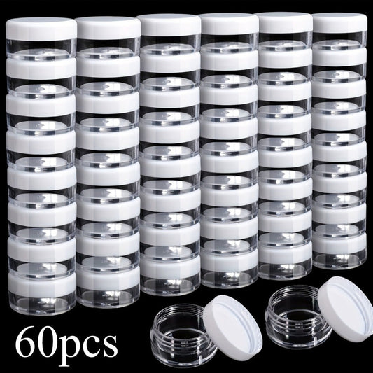 Mini Plastic Cosmetic Sample Jars with Lids, 5 g 60-Pack for Cream Portions