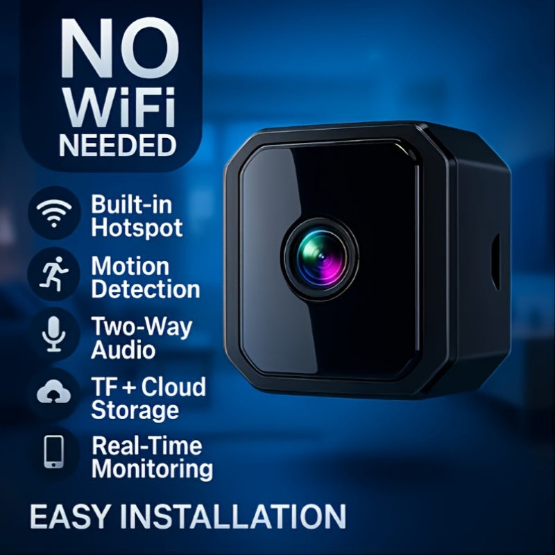 Mini Plug-In Security Camera Indoor Flexible WiFi with Night Vision, 24/7 Motion Alerts & TF Card Local Storage – No Monthly Fees, Perfect for Garage, Baby Room & Home Surveillance
