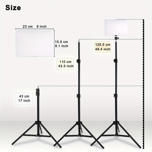 LED Video Light Kit, 10-Inch Square Panel with Tripod & Metal Ball Head