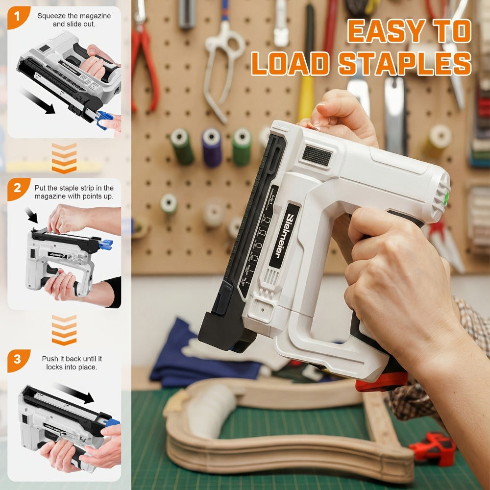 Cordless Stapler Brad Nailer 2-in-1 4V / 20V No Compressor – Lightweight with Battery, Charger & 1600pcs Nails & Staples, for Carpentry, Home Improvement, Upholstery & DIY – Multiple Colors & Upgrade Versions