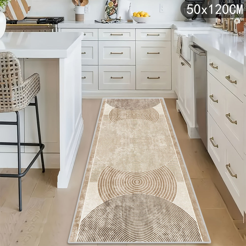 Modern Area Rug Non-Slip Machine Washable – Indoor Outdoor Rectangular Carpet in Beige, Grey, Black & Brown for Hallway, Kitchen, Living Room & Patio – 4 Sizes Available