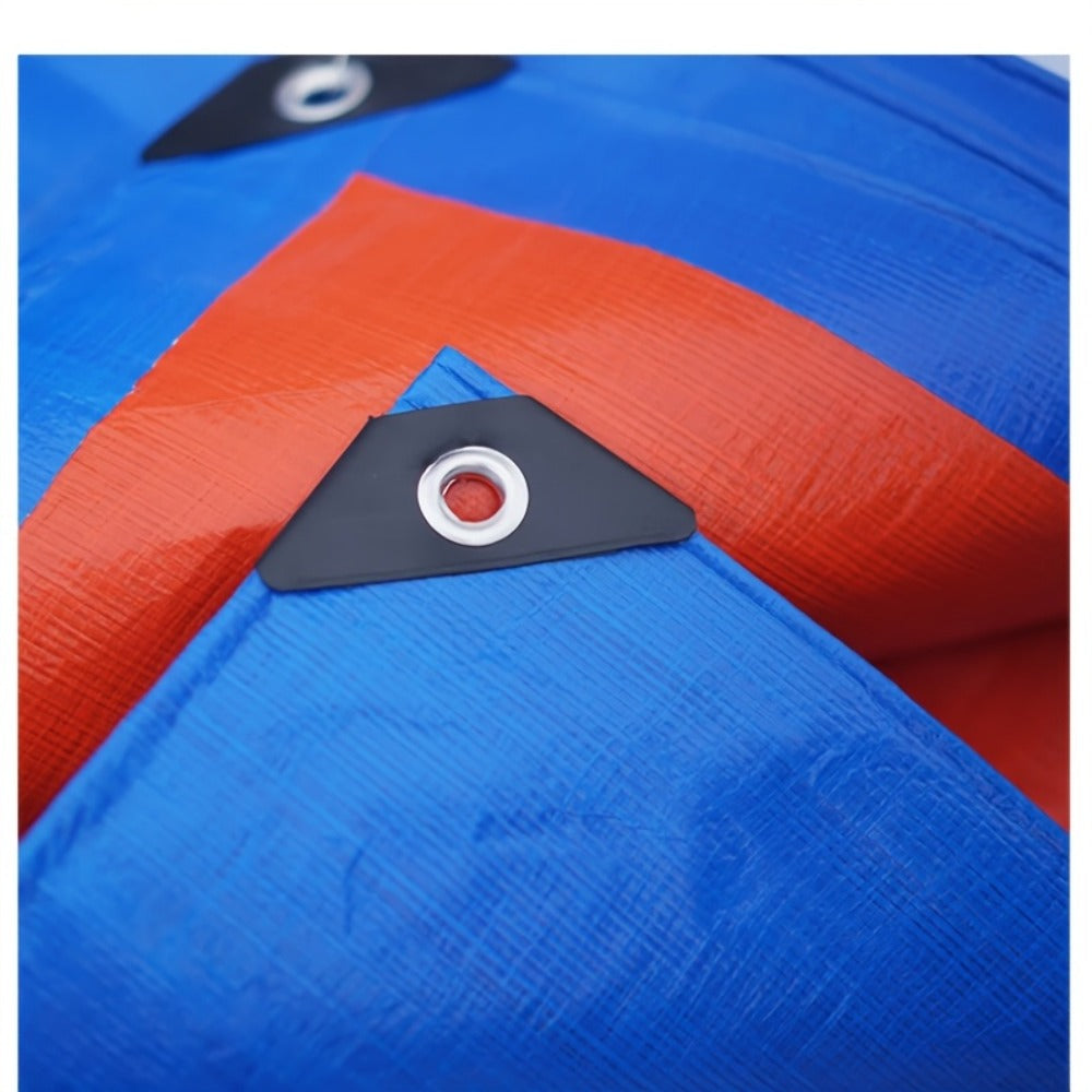 Heavy Duty Tarp Waterproof UV Resistant Tarpaulin – Thickened PE Double-Sided Blue Orange Rainproof Sun Shade Cover with Grommets & Rope for Outdoor Camping Garden Vehicle Boat Protection