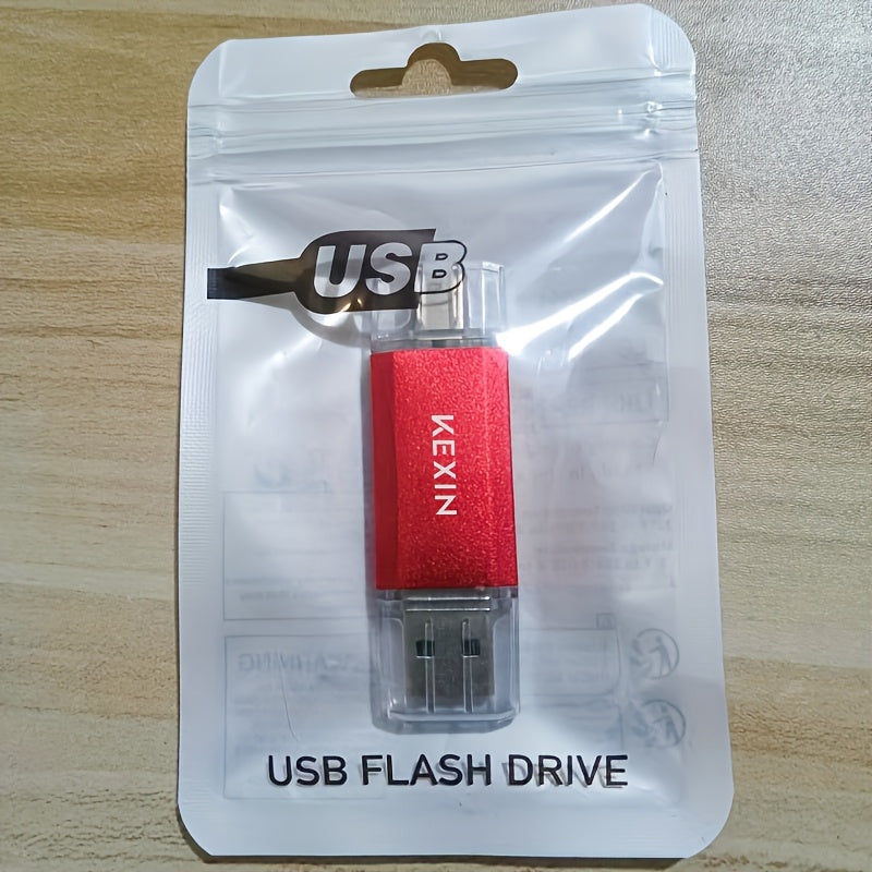 2-in-1 USB Type-C Flash Drive Rotatable Memory Stick for iPhone Android PC – Dual Connector OTG Thumb Drive 32GB 64GB 128GB Compatible with Phones Tablets Computers