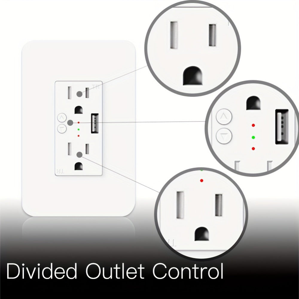 Smart WiFi Wall Outlet with 2 AC Outlets & USB Charging Port, Works with Alexa & Google Home, App Remote Control, No Hub Required, 15A 2.4GHz – MOES Intelligent In-Wall Smart Plug Socket