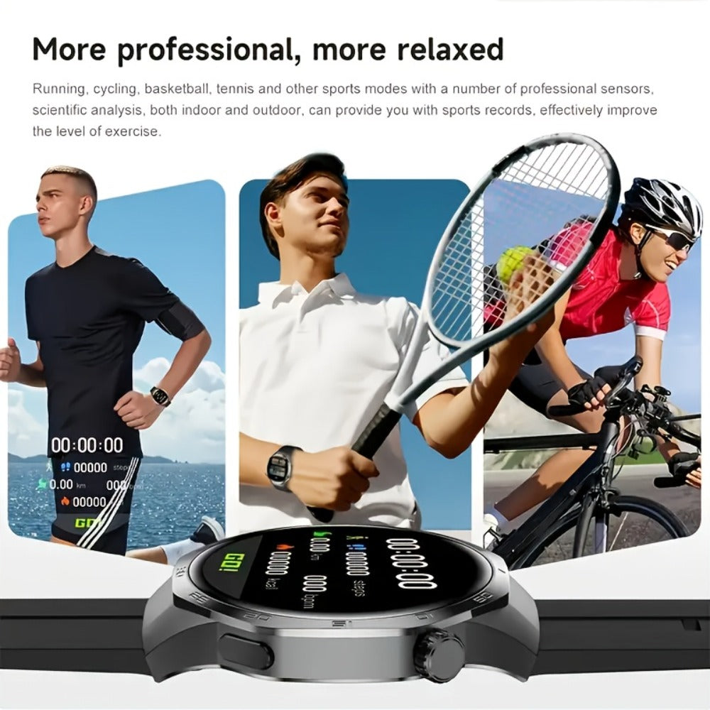 Hexagonal Bezel Smartwatch for Men HD TFT Display 150+ Sports Modes AI Voice Control 100+ Watch Faces Wireless Calling Weather Forecast Activity Tracker Compatible with Android iOS – Black Silver