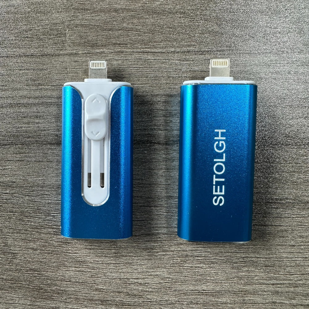 OTG USB 3.0 Flash Drive 4-in-1 for iPhone iPad Android Mac PC – Lightning Type-C Micro USB Connector Thumb Drive 64GB 128GB 256GB Memory Stick Photo Backup Storage