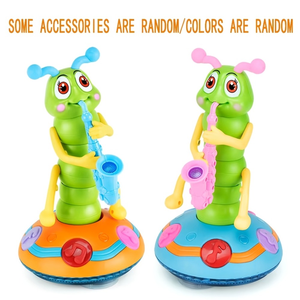 Caterpillar Saxophone Toy for Kids with LED Lights & Music - Electric Musical Instrument for Toddlers, Baby Sensory Play, Interactive Dancing Toy - Boys & Girls Birthday Christmas Gift