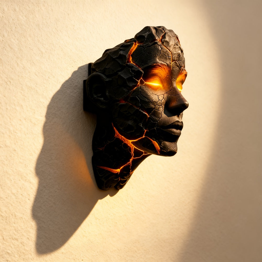 3D Shattered Soul Wall Lamp – LED Night Light Cracked Face Phantom Effect USB Powered Resin Wall Light for Bedroom Living Room Bar Cafe Home Decor, Easy Install Gothic Aesthetic Atmosphere Lamp