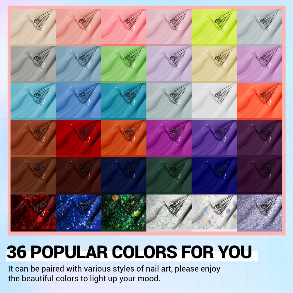 36 Colors Gel Nail Polish Kit 40pcs UV Gel Nail Set with Base Coat Glossy Matte Top Coat Pink Blue Red Glitter Sequin Gel Polish for Home Manicure Nail Art Gifts for Women