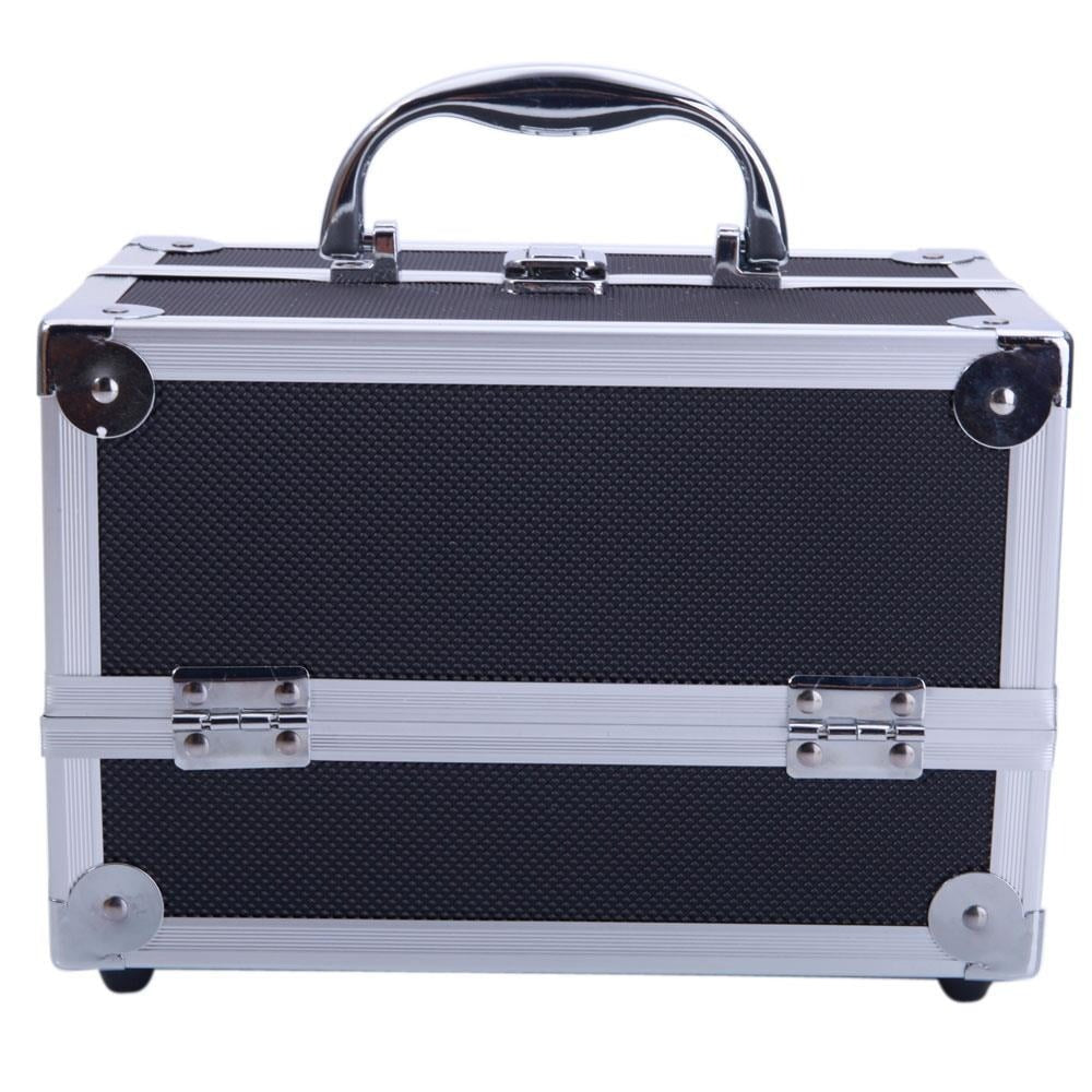 Aluminum Makeup Train Case with Wheels Large Capacity Lockable Cosmetic Trolley Organizer Adjustable Dividers Retractable Handle for Makeup Artists Salon Travel Black Silver Pink Beauty Gift