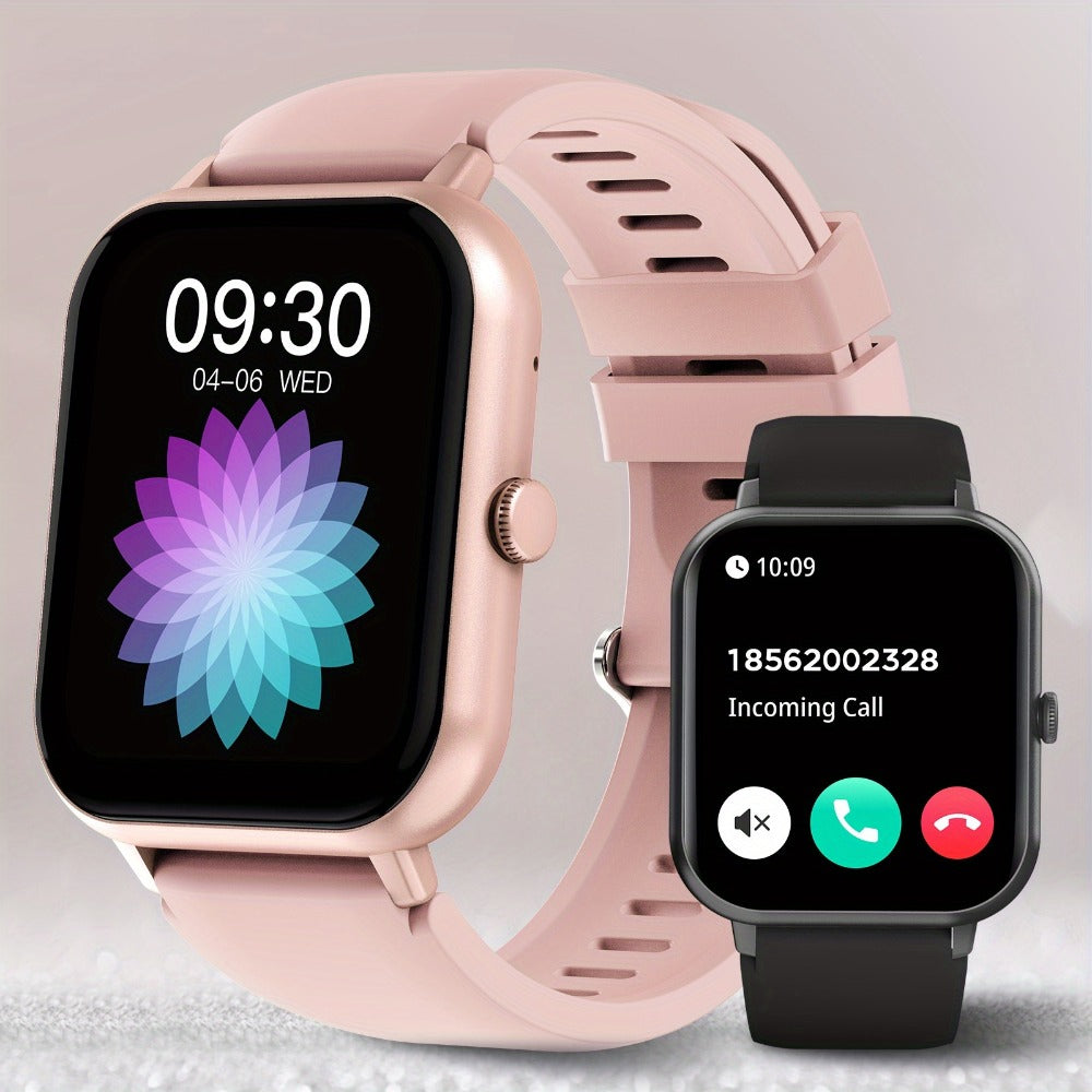 Fitness Smartwatch 1.83 Inch HD+ Full Touch Screen Bluetooth 5.2 Wireless Calling Step Tracker Distance Calorie Counter Wristband for Men Women Compatible with iPhone Android – Black Pink Silver