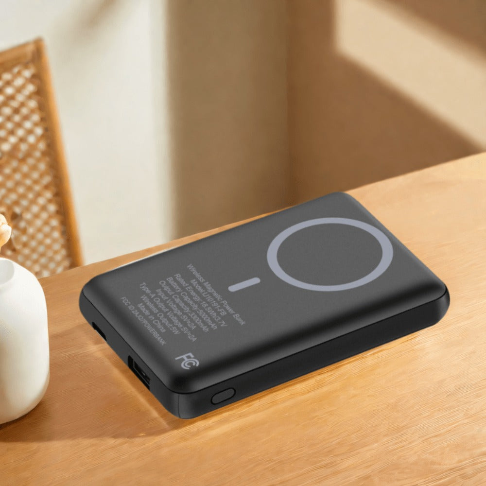 Magnetic Wireless Power Bank 5000mAh Dual Mode – 5W Wireless & 10W Wired Output, USB-C In/Out, Portable Mini Charger for iPhone 17 16 15 14 Android Samsung, Slim Pocket Travel Battery Pack