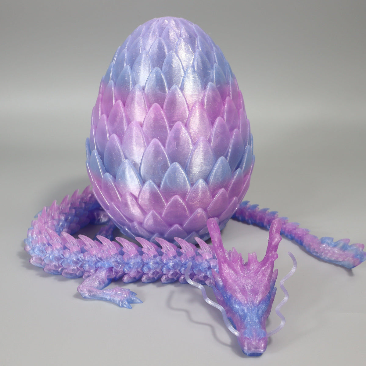 Dragon Egg Gift Set 3D Printed – 7.09in Scaled Egg + 23.62in Large Dragon Ornament, 10 Colors Rainbow Amethyst Crystal Fantasy Collector Gift for Adults Easter Valentine Birthday