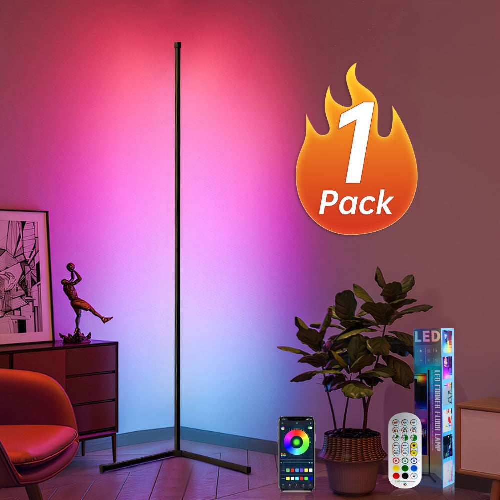 RGB Smart Floor Lamp 56 Inch – 16 Million DIY Color Changing with App & Remote Control, Music Sync, 4 Modes, USB Powered for Game Room, Christmas & Halloween Decor (1, 2 or 4 Pack)