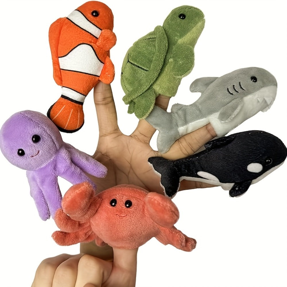 Sea Animal Finger Puppets Set, 6 Piece Ocean Creature Puppets for Storytelling and Role Play