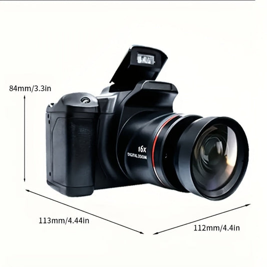 Mini Vlog Camera 1080p, Black with 2.4-Inch LCD, 16X Digital Zoom & 32GB Card Bundle