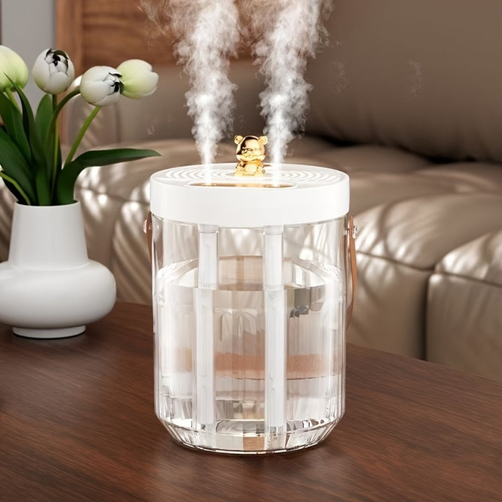 Large Humidifier 2L Smart 2-in-1 with Night Light – Dual Nozzle, 3 Mist Modes, Auto Shut-Off, Dry Burn Protection, Silent Operation, Covers 215 Sq Ft, for Bedroom, Baby Room & Office (Green)