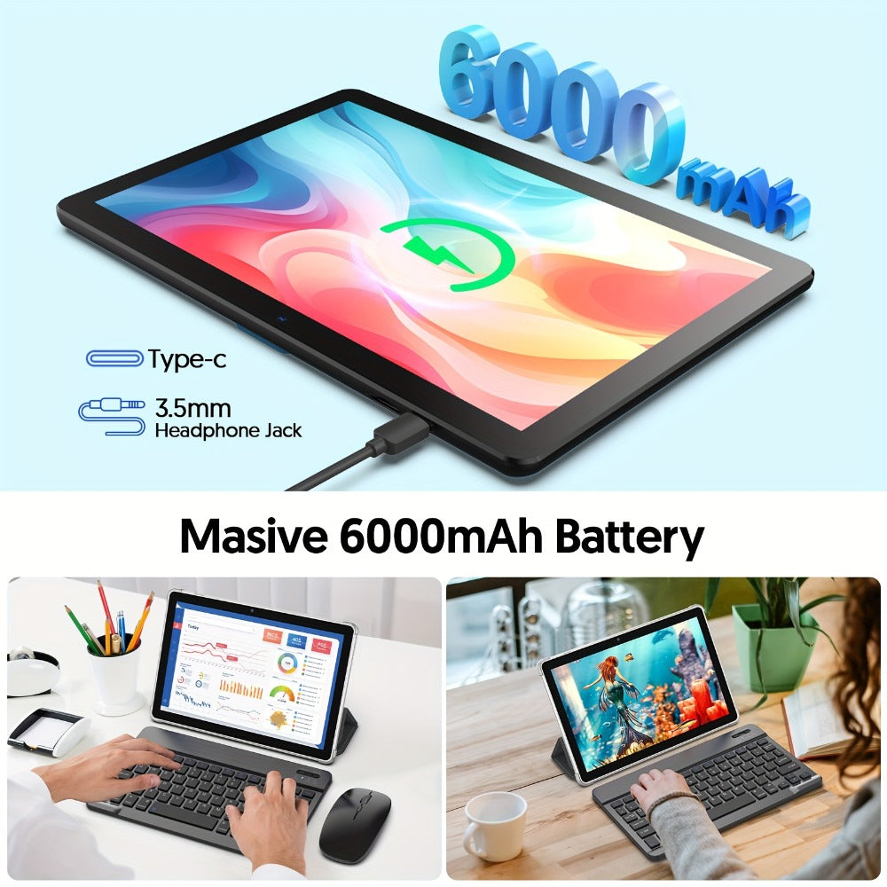 WiFi 6 Tablet Android 13 10 Inch 11 Inch 7GB RAM 64GB ROM 512GB Expandable 8MP Dual Camera Type-C Stereo Speakers Protective Case or Keyboard Kit Included – TAB10 & TAB11