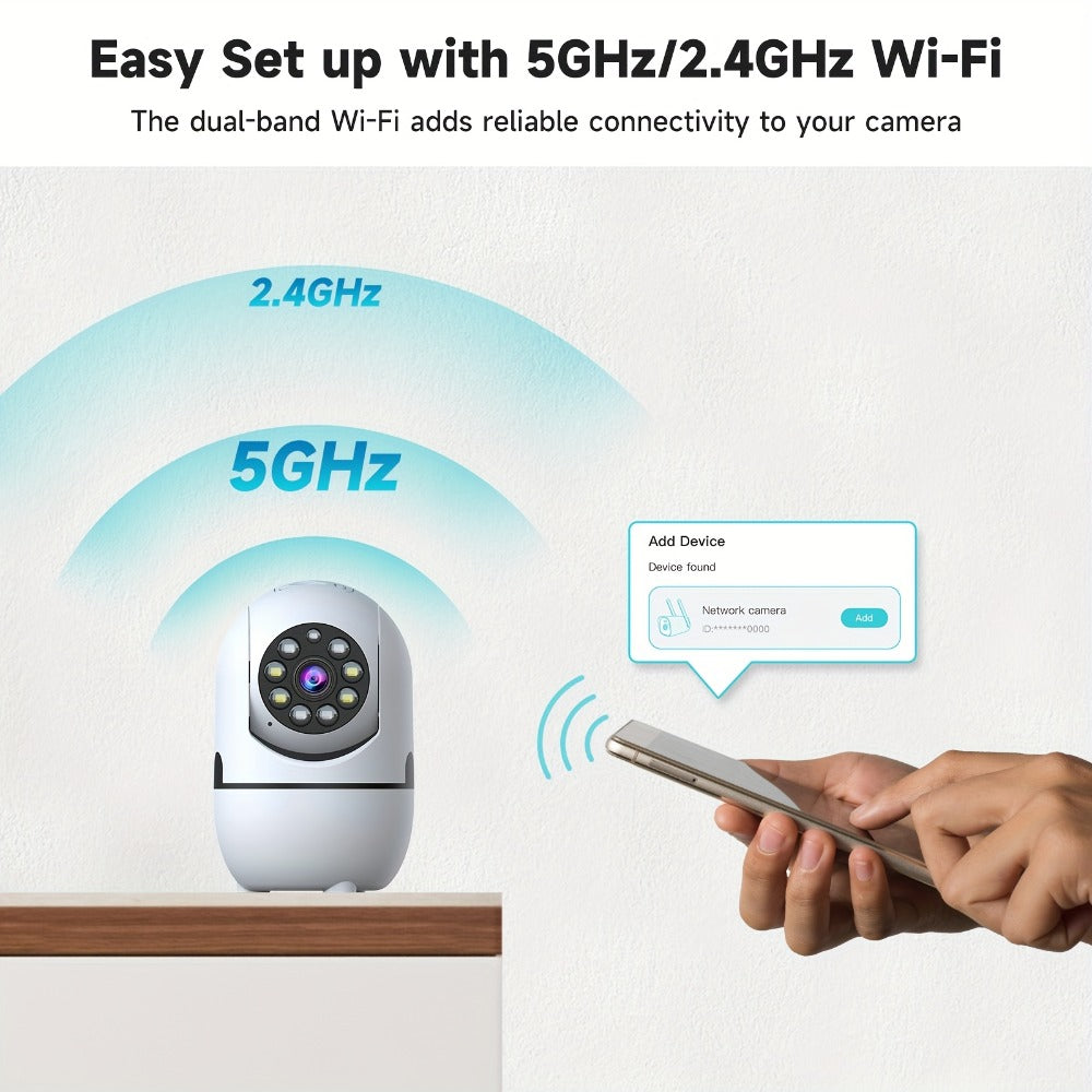 Alexa Compatible Indoor Security Camera 2-Pack, 355° Pan Tilt, Full-Color Night Vision, Dual-Band 2.4G/5G WiFi, Motion Detection, Two-Way Audio, 256GB TF & Cloud Storage – Baby Pet Home Monitor