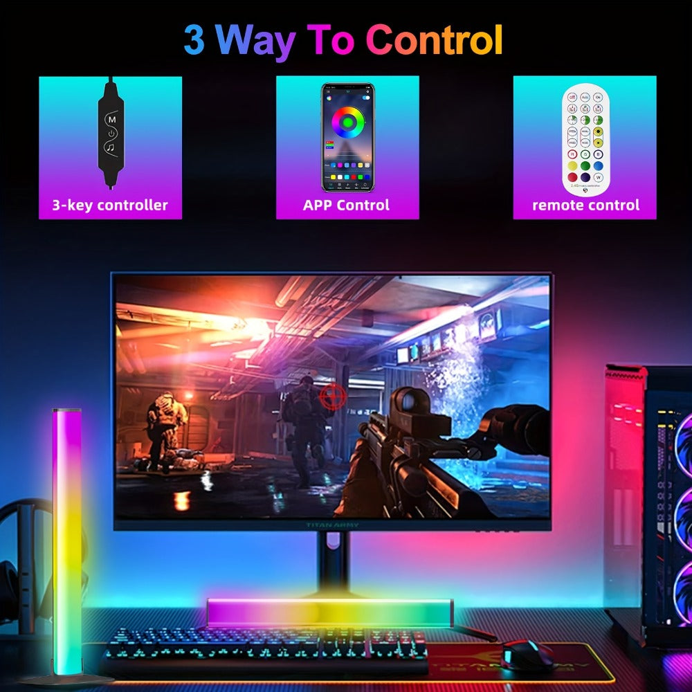 RGBIC Atmosphere Light with Music Sync - Desktop Ambient Light, App & Remote Control, Alloy Body, Multi-Mode Color Adjustment, USB 5V Powered, Single or Pair for Gaming Room, Bedroom & Desk Setup
