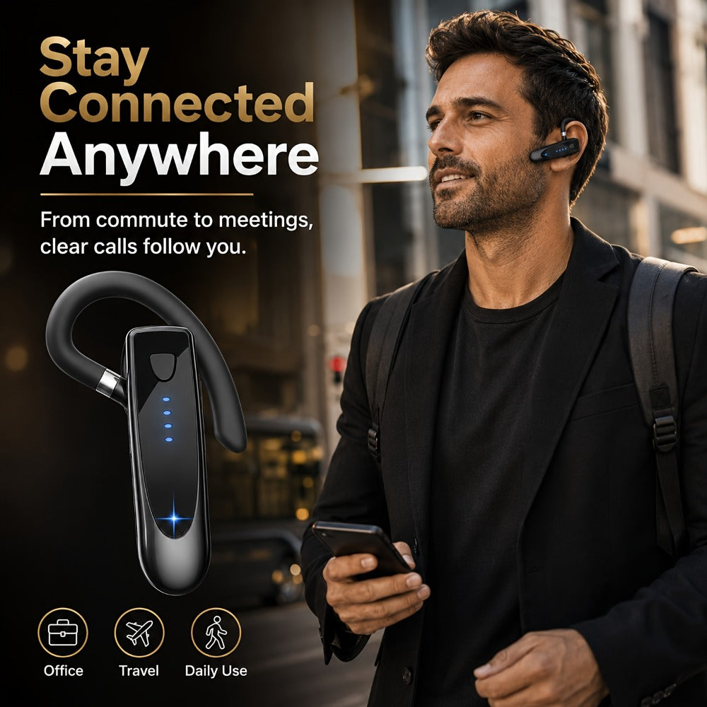 Trucker Bluetooth Headset 29H Playtime 180H Standby, Handsfree Earpiece with Mic Dual Device Connection, Wireless Headset for Driver Office Compatible with iPhone Android Samsung Laptop