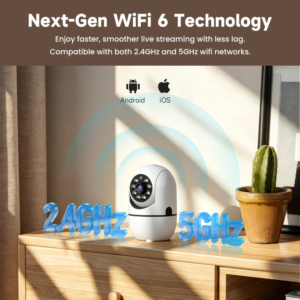 Alexa Compatible Indoor Security Camera 2-Pack, 355° Pan Tilt, Full-Color Night Vision, Dual-Band 2.4G/5G WiFi, Motion Detection, Two-Way Audio, 256GB TF & Cloud Storage – Baby Pet Home Monitor