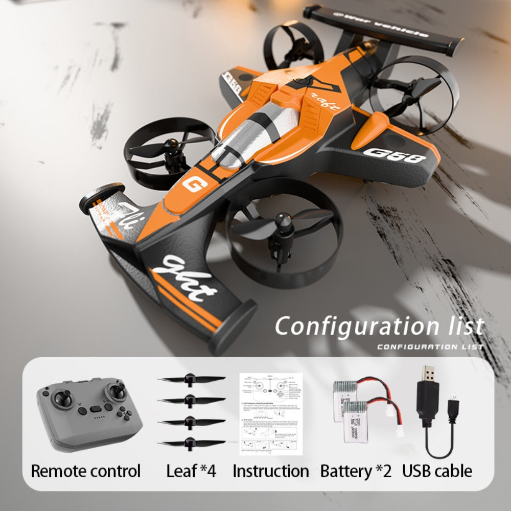 2-in-1 Mini RC Car and Drone Combo Dual Mode Switch One-Touch Takeoff Stable Hover Racing Mode Headless Mode 360° Aerial Flips Dual Batteries | RC Toy Gift for Kids Boys Girls | Birthday Christmas
