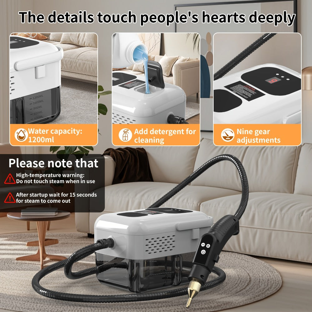 Portable Steam Cleaner High-Temperature High-Pressure Handheld Steamer for Home, Carpet, Tile & Grout Cleaning – 9-Speed Adjustable, 3 Models: Basic, Upgraded & Smart
