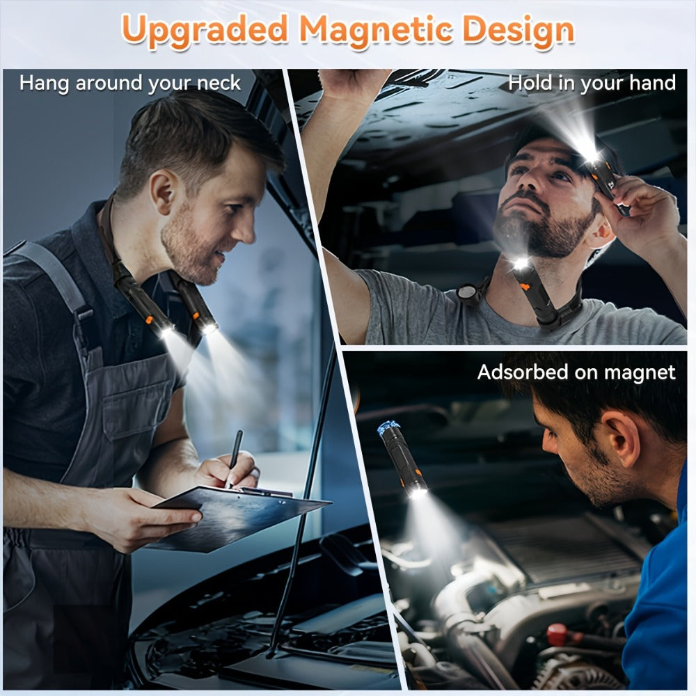 Hands-Free Neck Light LED Wearable Reading Light with Magnetic Base & Flexible Design – Portable Book Light for Reading, Crafting, Grilling, Repairs, Camping & Emergencies