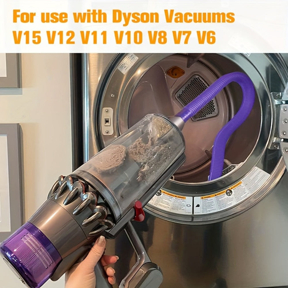 Dryer Vent Cleaner Kit Vacuum Hose Attachment for Dyson V15 V12 V11 V10 V8 V7 V6 – Flexible Lint Remover Dryer Vent Cleaning Brush with Vacuum Attachment, Reduces Fire Hazard