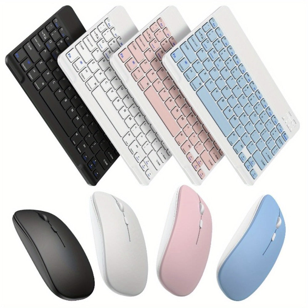 Wireless Keyboard and Mouse Combo with Mouse Pad – Silent 2.4G USB Ergonomic Full Size Keyboard Mouse Set for PC Laptop Mac Desktop | Blue White Pink Black | Home Office Work Setup