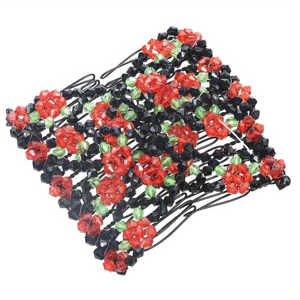 Hair Accessories Set for Women 6 Pieces – Beaded Flower Hair Combs Hairpins Ball Head Disc Clip Double Row Comb Elegant Bridal Wedding Party Daily Styling Gift for Ladies Girls