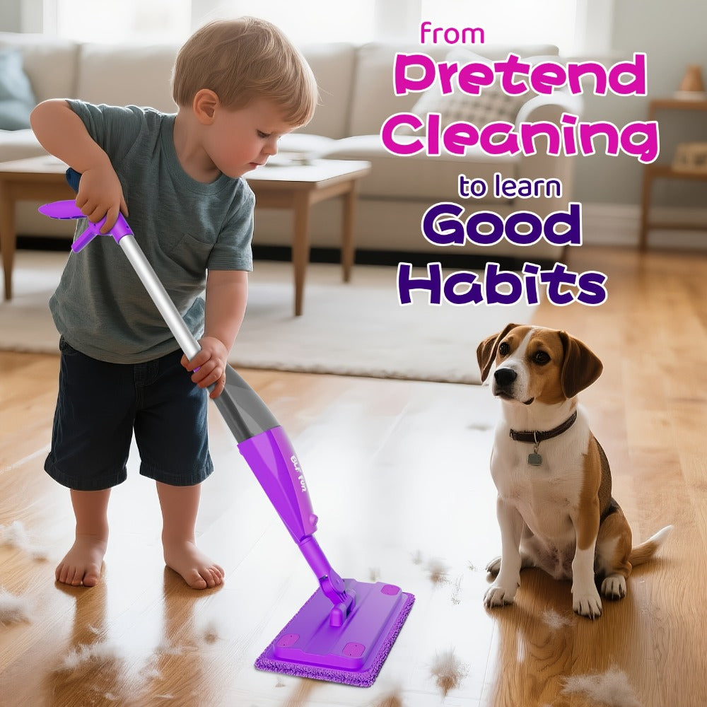 Kids Spray Mop Toy with Water Sprayer for Pretend Housekeeping Play