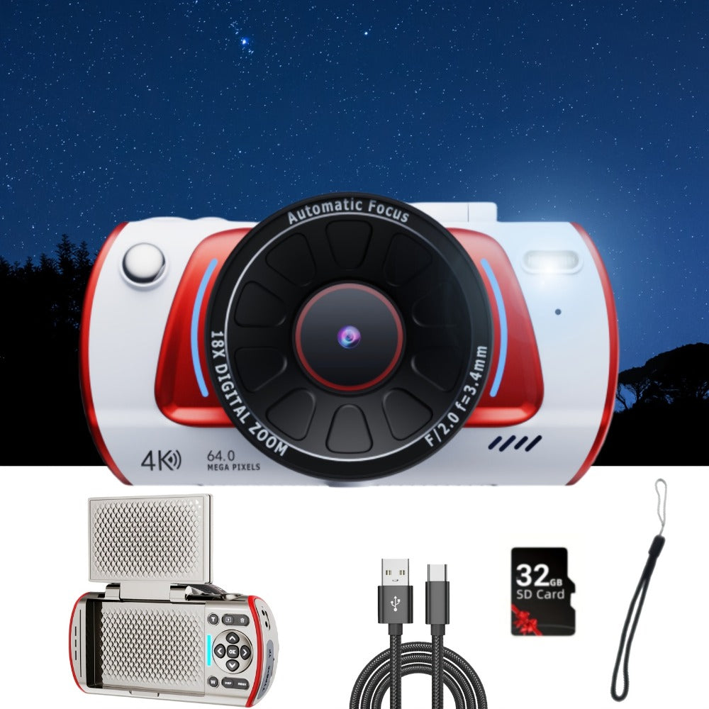 4K Vlogging Camera 48MP Digital Camera with WiFi 3" 180° Flip Screen 16x Zoom Auto Focus Anti-Shake Built-in Fill Light for YouTube Live Streaming Beginners with 32GB SD Card