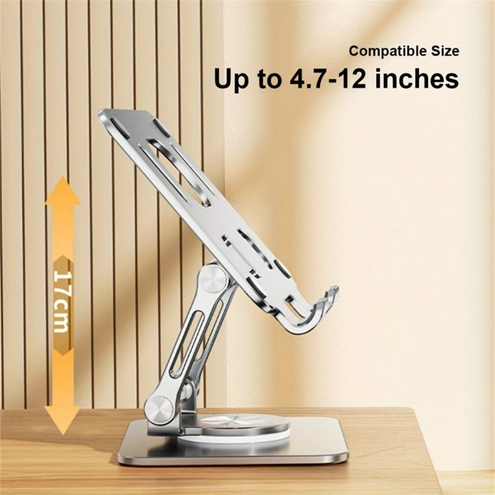 360 Degree Rotating Tablet Phone Stand Foldable, Portable Lightweight Desktop Lazy Stand with Fast Heat Dissipation, Multi-Angle Adjustable Holder for iPad iPhone Samsung Tablet & All Phones