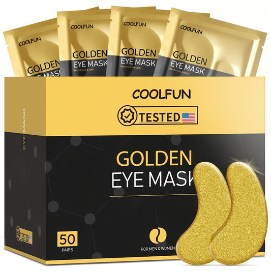 24K Gold Under Eye Patches 50 Pairs Collagen Hyaluronic Acid & Glycerin — Luxury Crystal Eye Mask for Dark Circles, Puffiness & Fine Lines | Brightening Firming Hydrating | Hypoallergenic Men & Women